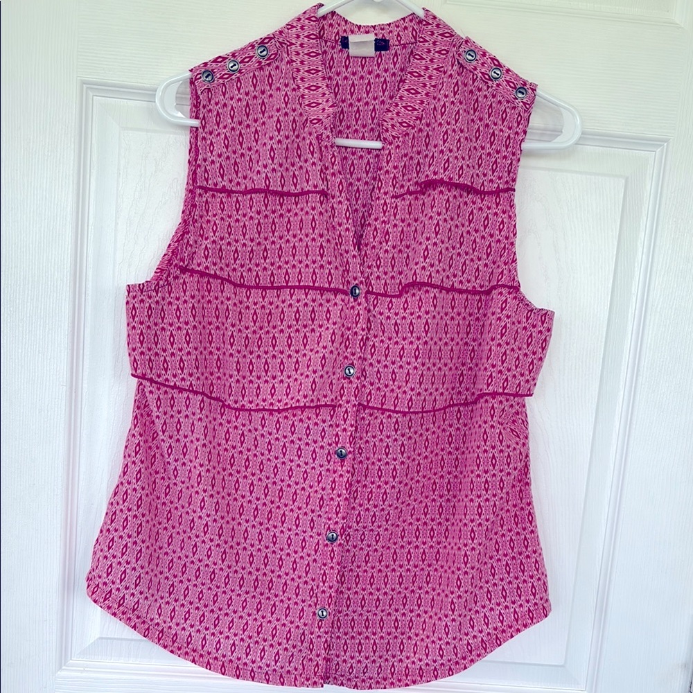 Cocomo Pink Sleeveless Notched Collar Blouse
